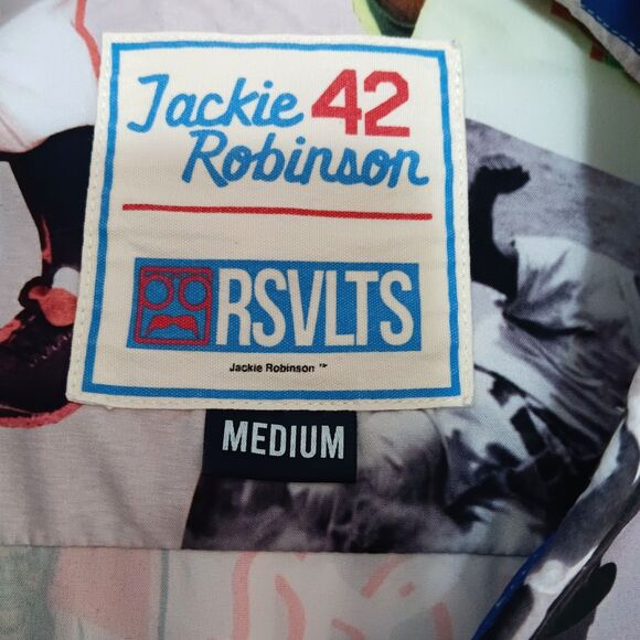 RSVLTS Jackie Robinson Scrapbook Brooklyn Dodger 42 Kunuflex Button Down Medium - Picture 11 of 14